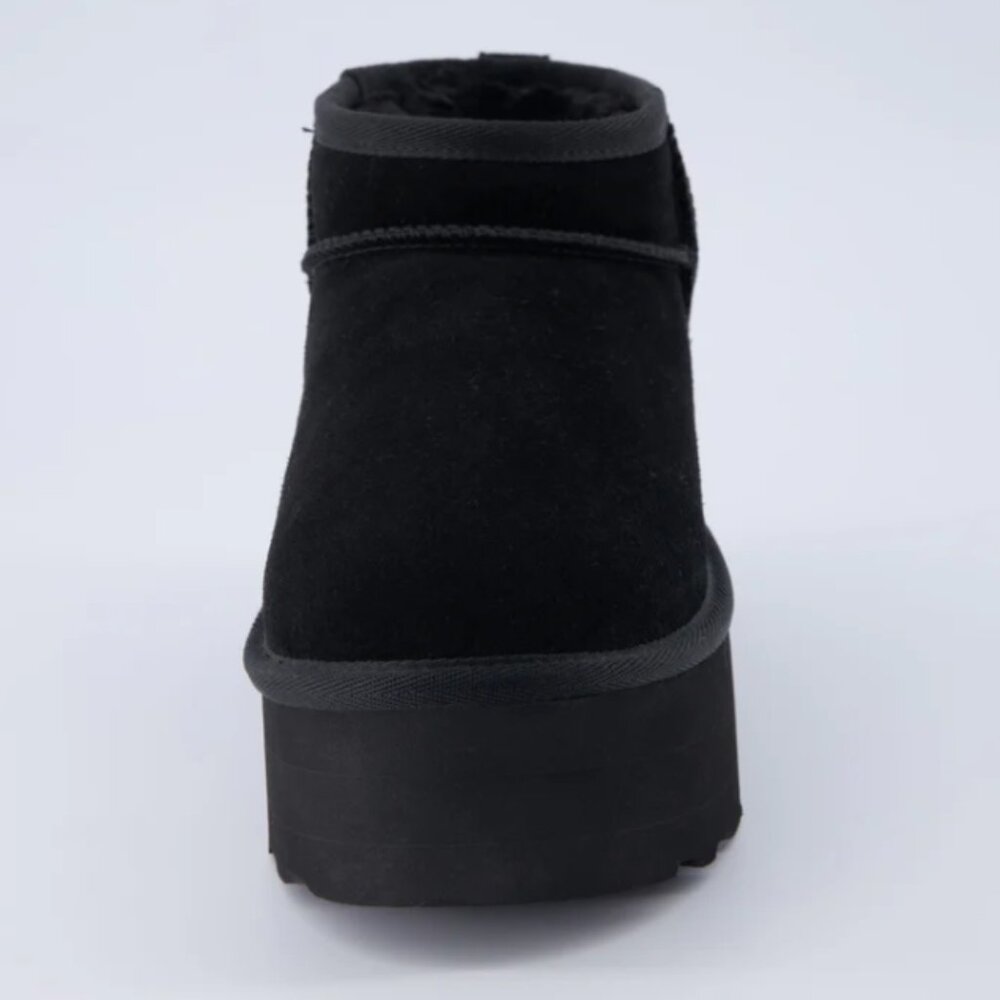 NEW CUSHIONAIRE Suede Hippy Platform Lined Booties in black for women 1025 4m2 - Picture 10 of 10